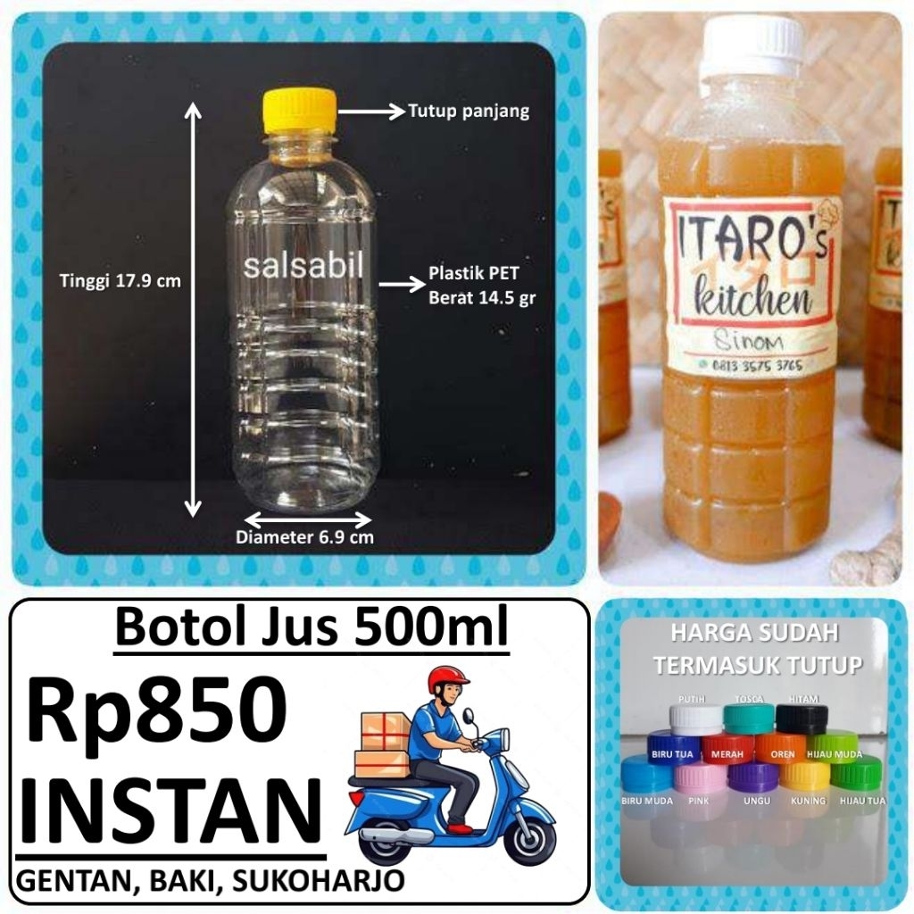 (INSTAN) Botol Jus 500ml / botol plastik 500ml (isi 100 botol)