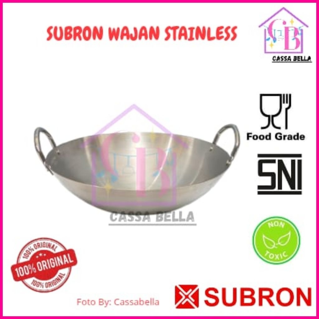 SUBRON Wajan Kuali Stainless Steel Tebal / Wajan Penggorengan Tebal Full Stainless SUBRON / Wok Stai
