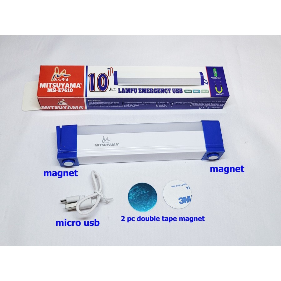 Lampu Belajar 10w MS-E7610 mitsuyama emergency cas Neon LED portable