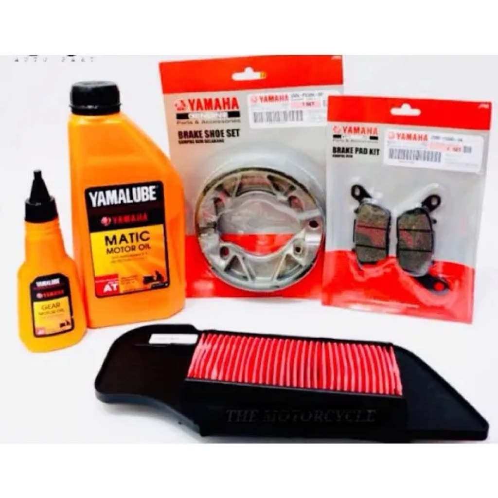 Paket kampas rem depan belakang +oli yamalube matic kemasan baru,oli gardan 100ml +Filter saringan h