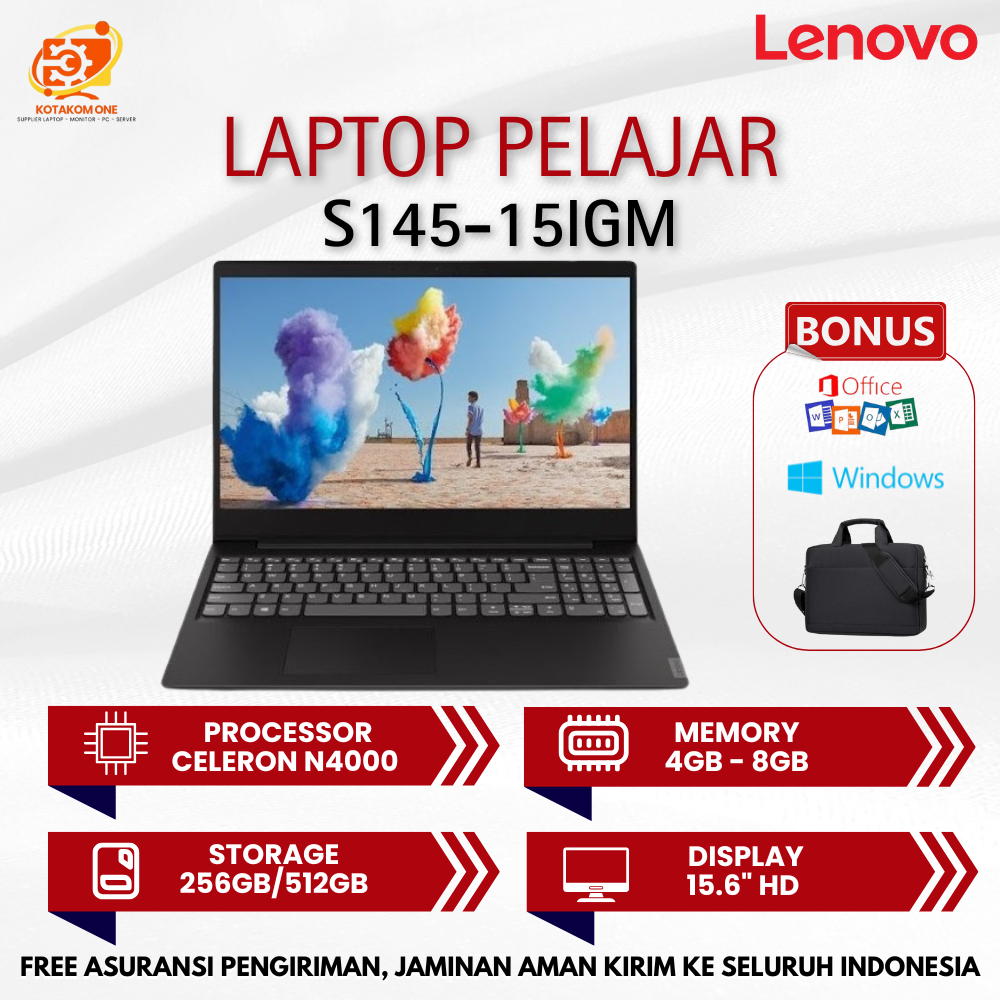 Laptop Baru Lenovo Ideapad S145-51IGM Ram 8GB SSD 256GB 15,6" - Laptop Murah 3 Jutaan
