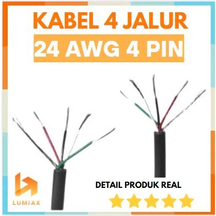 1Meter Kabel 4 Jalur Kabel Kontrol isi 4 Plus Ground Kabel Serabut 24Awg 4pin AWG 24