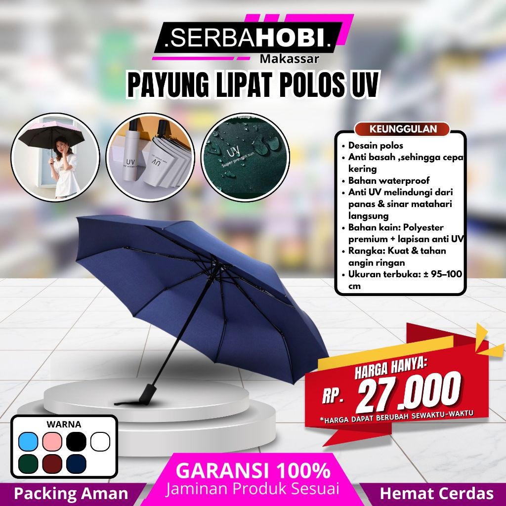 Payung Lipat Polos / Payung Lipat Polos Kualitas Bagus / Payung Lipat Mini