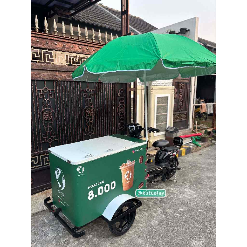 Gerobak Keliling Sepeda Listrik 500w Starling Custom Minuman Es Dingin Makanan Custom Ukuran dan Mod