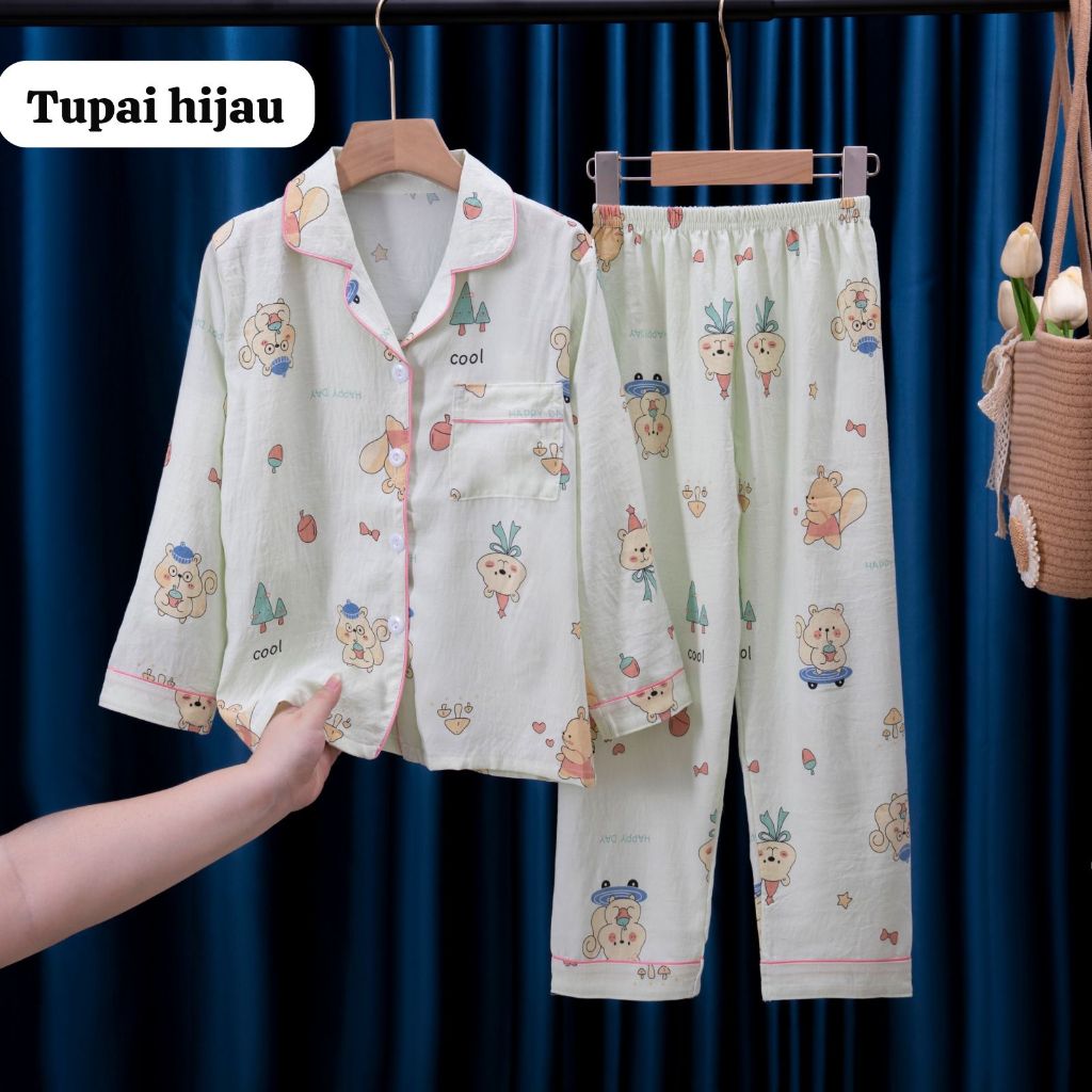 BAJU TIDUR PIYAMA PP 6 KAOS CRINKLE ANAK BALITA REMAJA TANGGUNG 4-15TAHUN KATUN IMPORT BERKUALITAS U