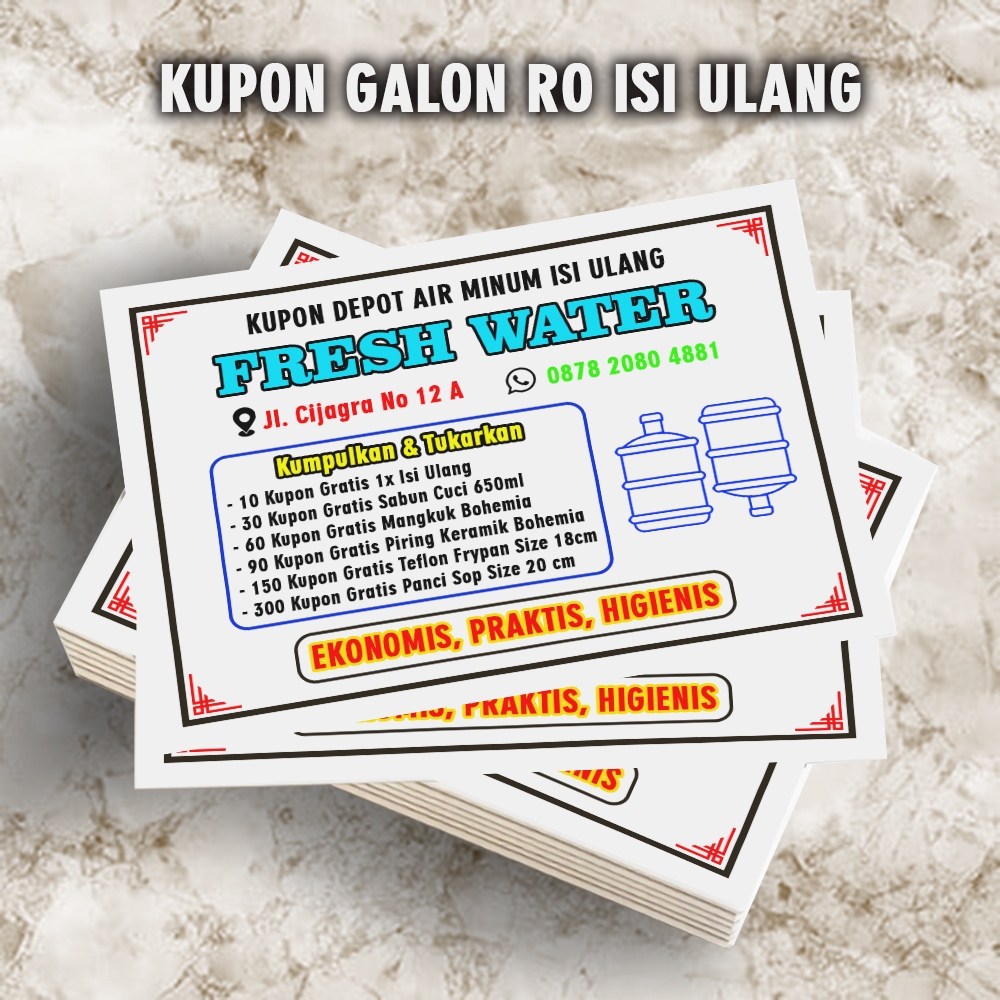KUPON GALON RO AIR MINUM ISI ULANG 100 LEMBAR