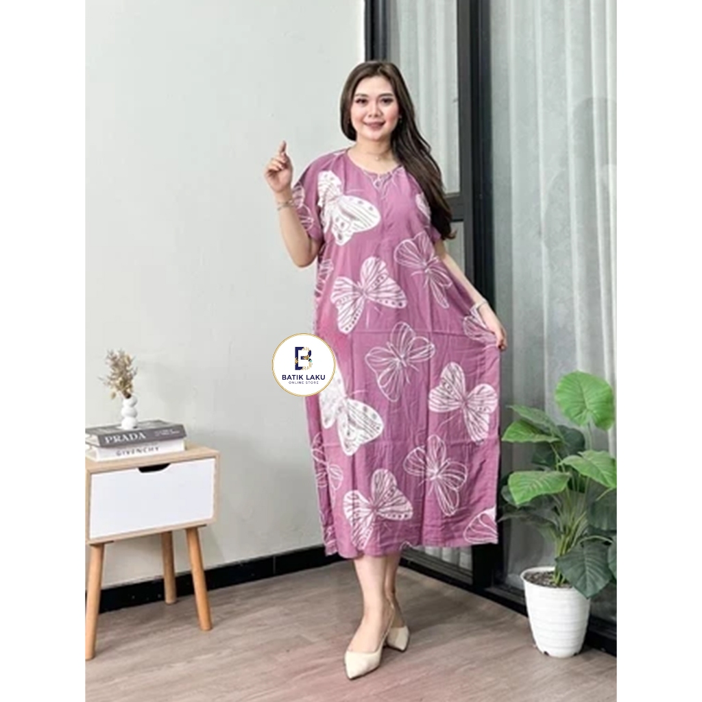 Daster Batik_Daster asli Pekalongan_Daster Lowo Kupu Kupu_ Daster Rayon Pink_ Batik Premium_Daster B