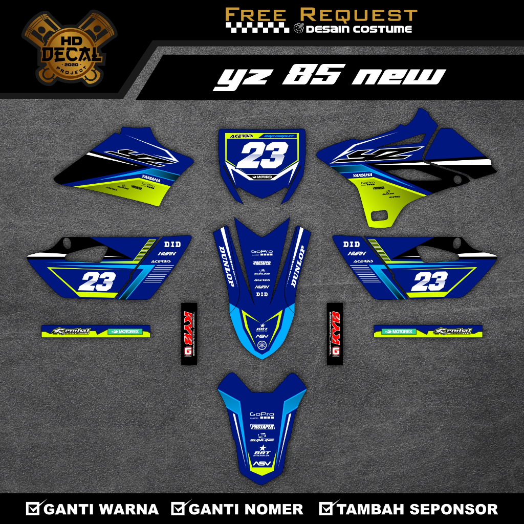 STIKER YZ85 OLD / NEW DECAL YZ 85 NEW BEBEK STANDAR DECAL STIKER YZ 85 NOMOR 85