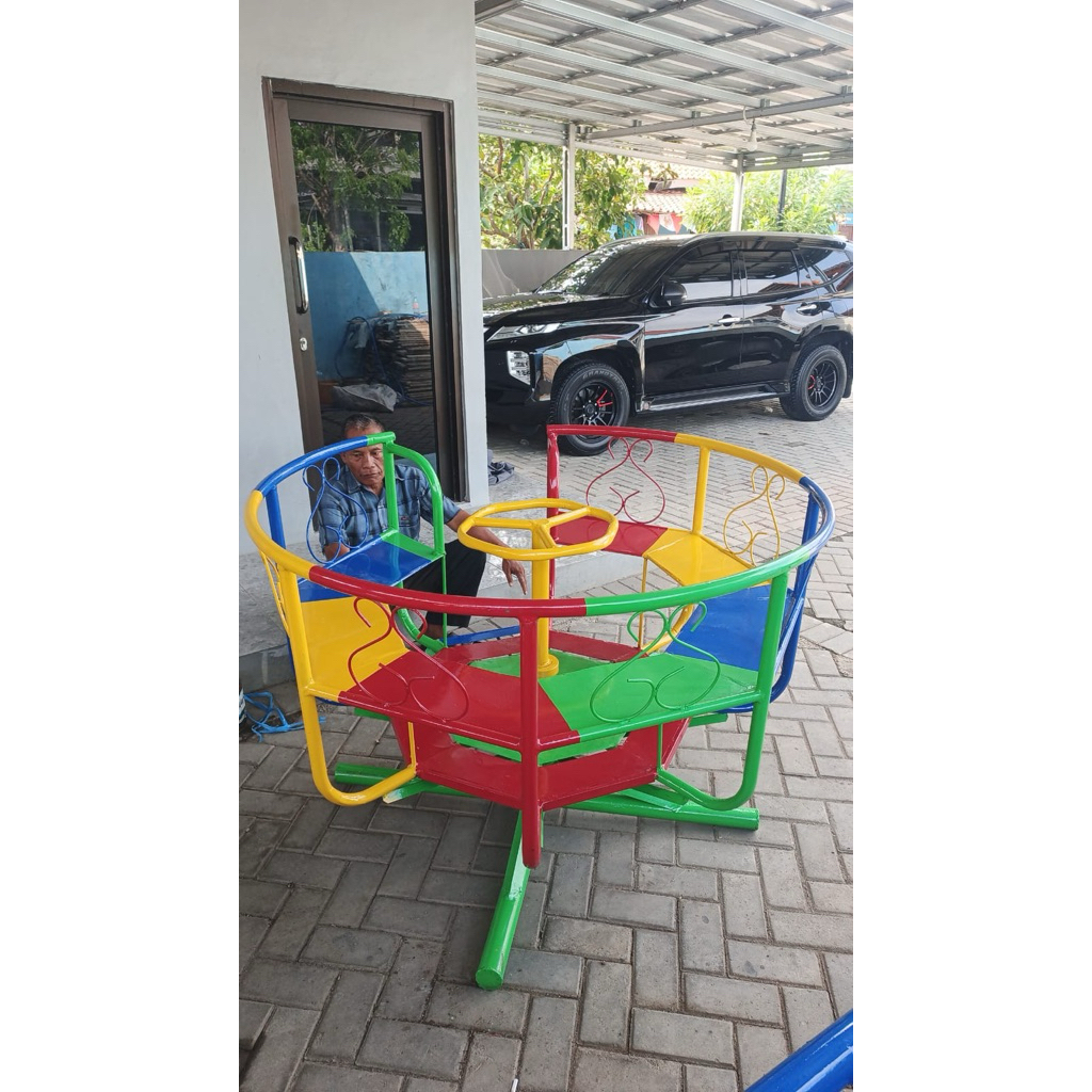 gelas putar mainan besi outdoor anak paud dan tk