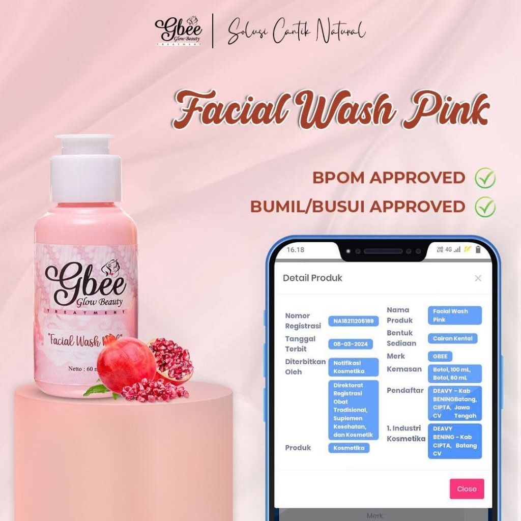 Facialwash pink gbee glow beauty mencerahkan produk BP0M