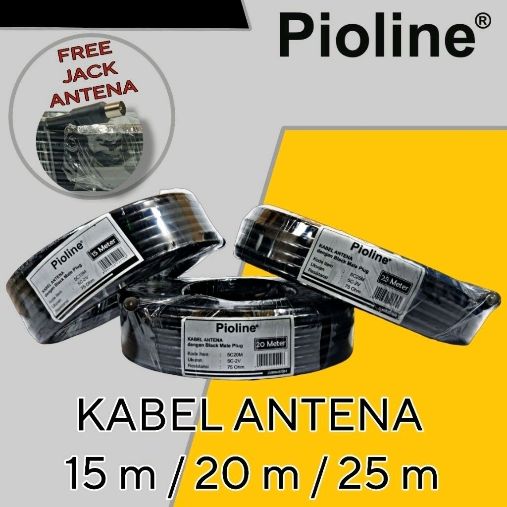 AEBRAND KABEL ANTENA TV DIGITAL 20 METER PIOLINE / KABEL ANTENA 5C 15 20 25 METER + JACK KONEKTOR - 