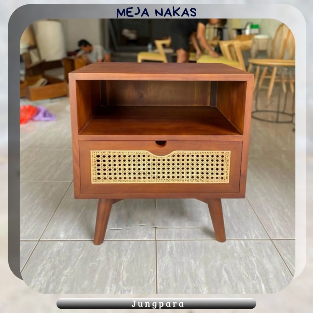 Meja nakas minimalis meja kecil kamar kayu jati