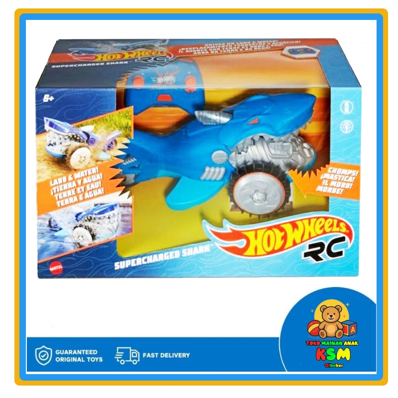 Hot Wheels RC Supercharged Shark Vehicle Original – Mobil Remote Control Amfibi Darat & Air