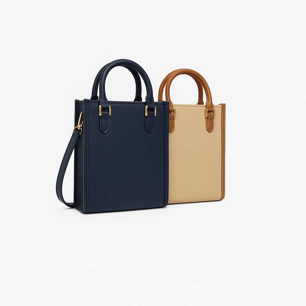 Tas Tb 87146 Mini Tote Monogram Jacquard Navy / Hazelnut