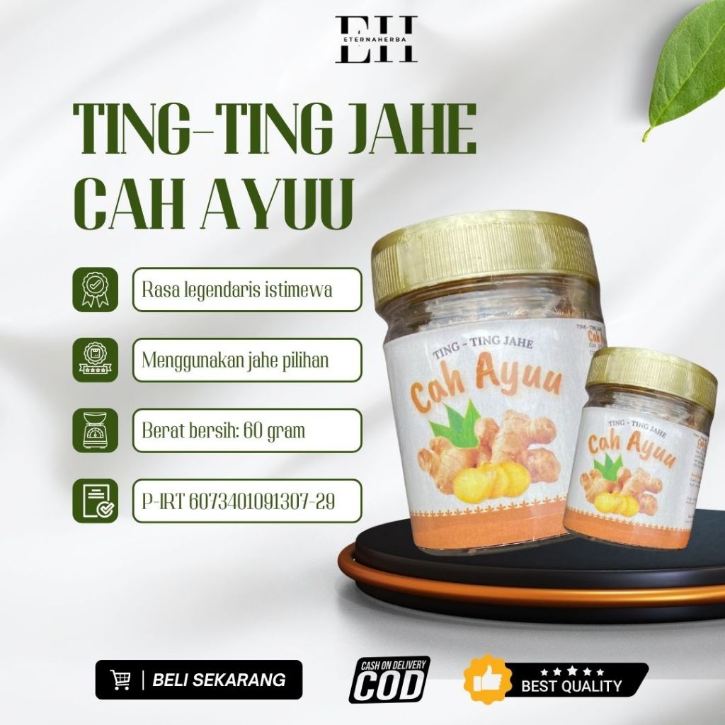 EternaHerba | Ting-Ting Jahe | Permen Gula Kacang Jahe | Camilan Tradisional | Ting-Ting Cah Ayuu