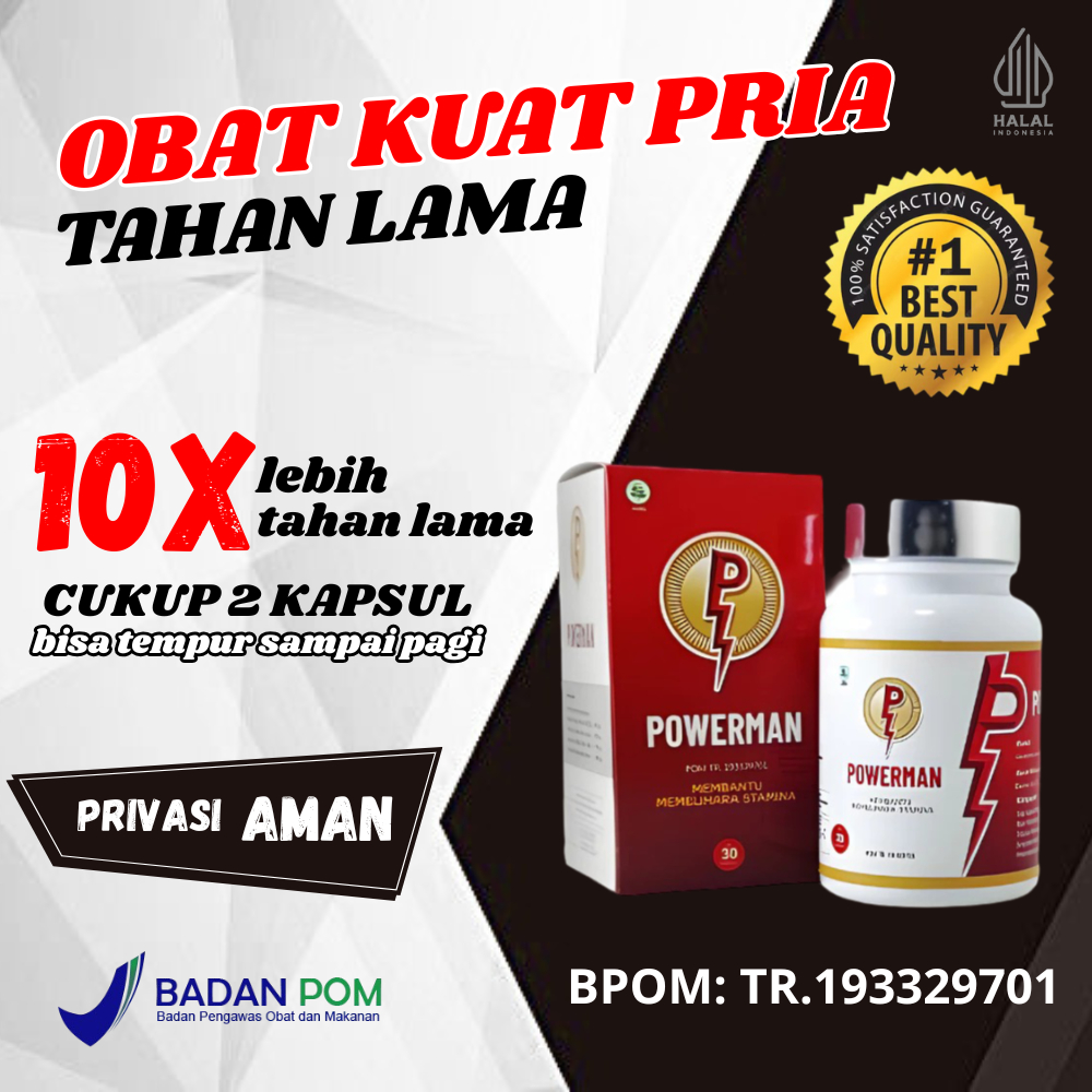 POWERMAN 0bat kuat Herbal Kuwat Pria Tahan Lama Original 100% dengan Obat Kuat Stamina Terbaik BPOM