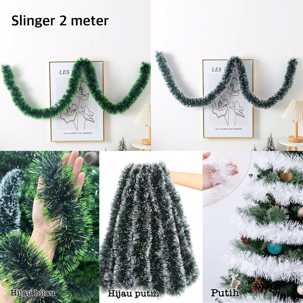 Slinger natal 2m / tinsel natal tebal / hiasan pohon natal / slinger rumbai / slinger garland christ