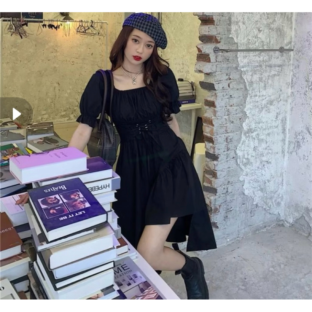 DRESS HITAM KECE KOREAN STYLE