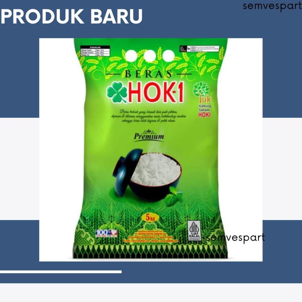 BERAS KEMASAN 5KG HOKI PUNOKAWAN DUA IKAN UDANG BEFOOD RANDOM