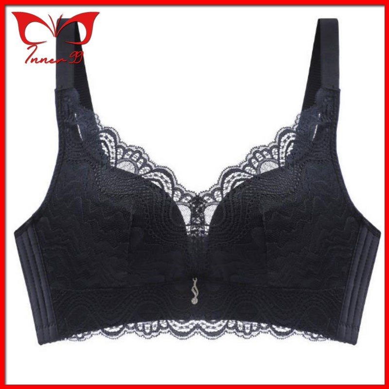 Inner99 Bra Wanita Cup Besar With Renda Lace Tanpa Kawat Bh Tali Lebar 3/4 Cup 163