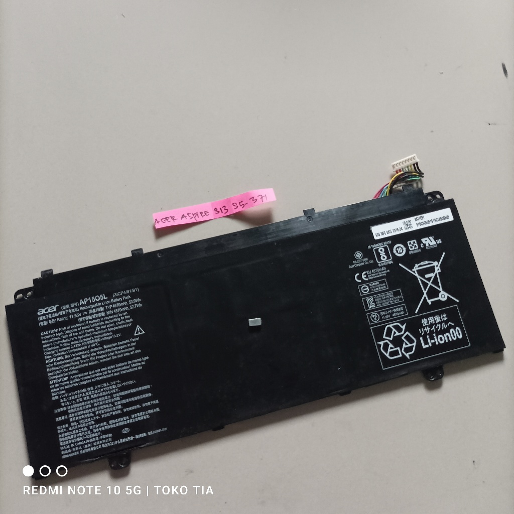 AP1505L Batre Acer Aspire S13 S5-371 Series Original Batre Laptop Acer