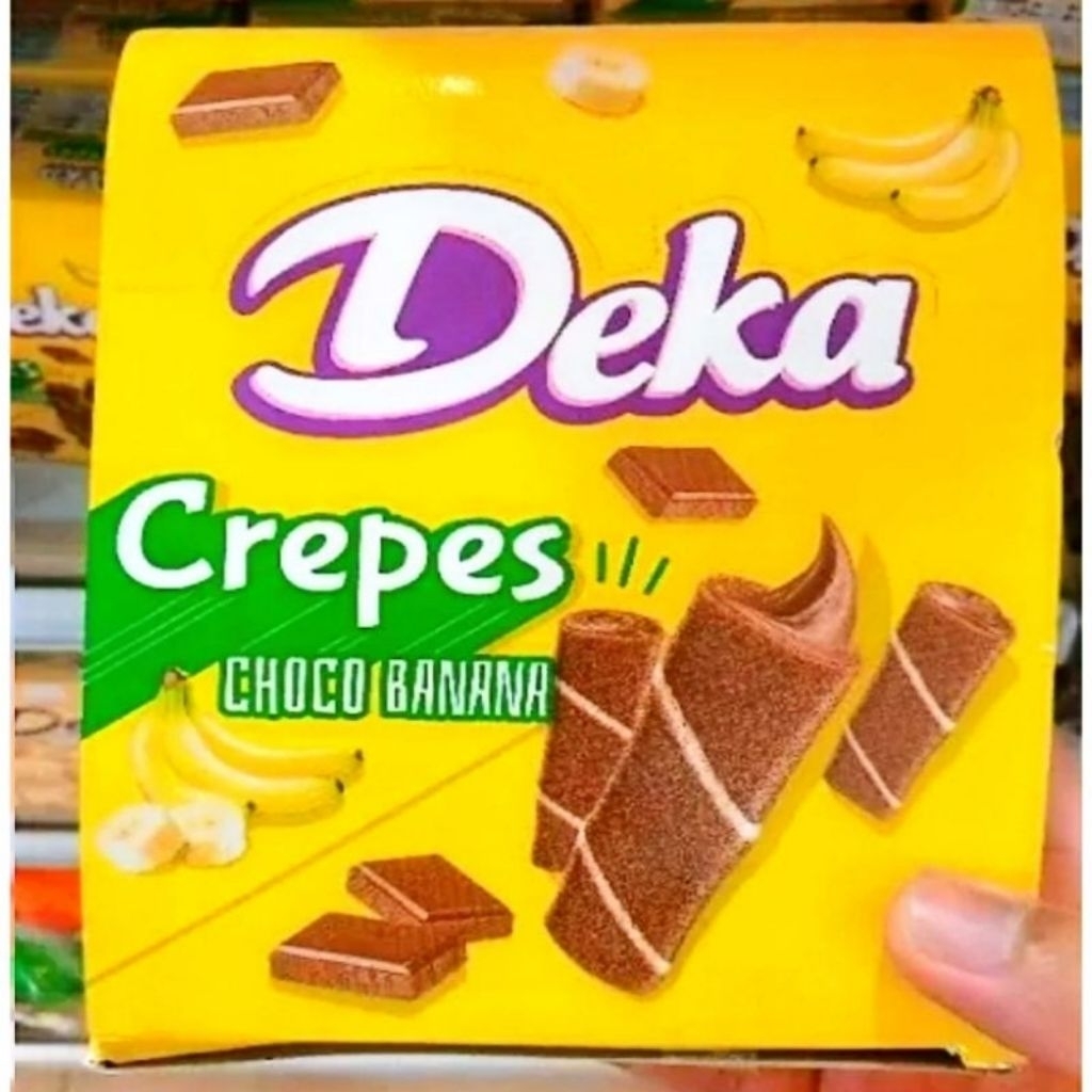 Deka Crepes Dua Kelinci Box isi 12 x 10gr Choconut Chocobanana Snack Cemilan Anak Murah