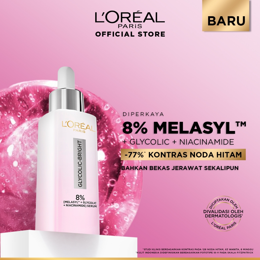 L'Oreal Paris Glycolic Bright 8% [MELASYL + GLYCOLIC + NIACINAMIDE] ANTI-DARK SPOT BRIGHTENING SERUM