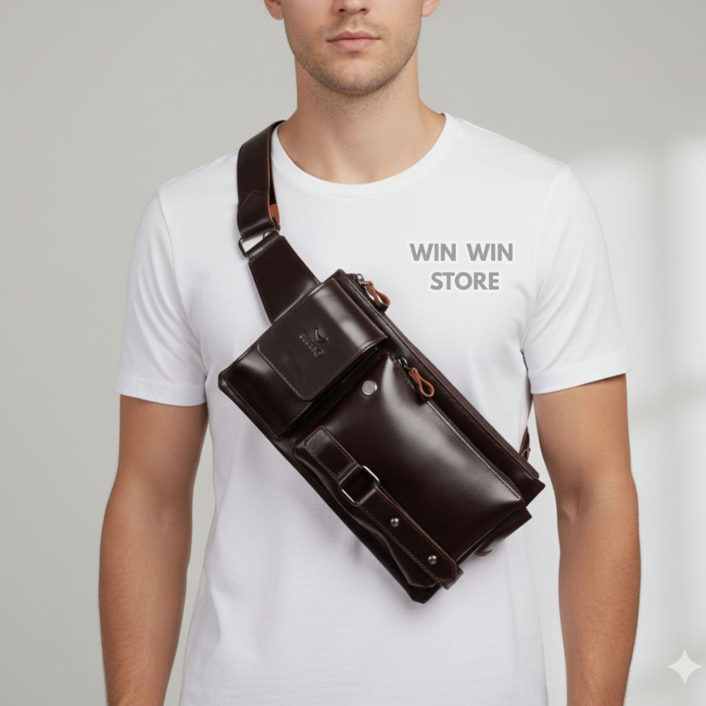 Waist bag kulit premium tas pinggang pria kulit sapi original