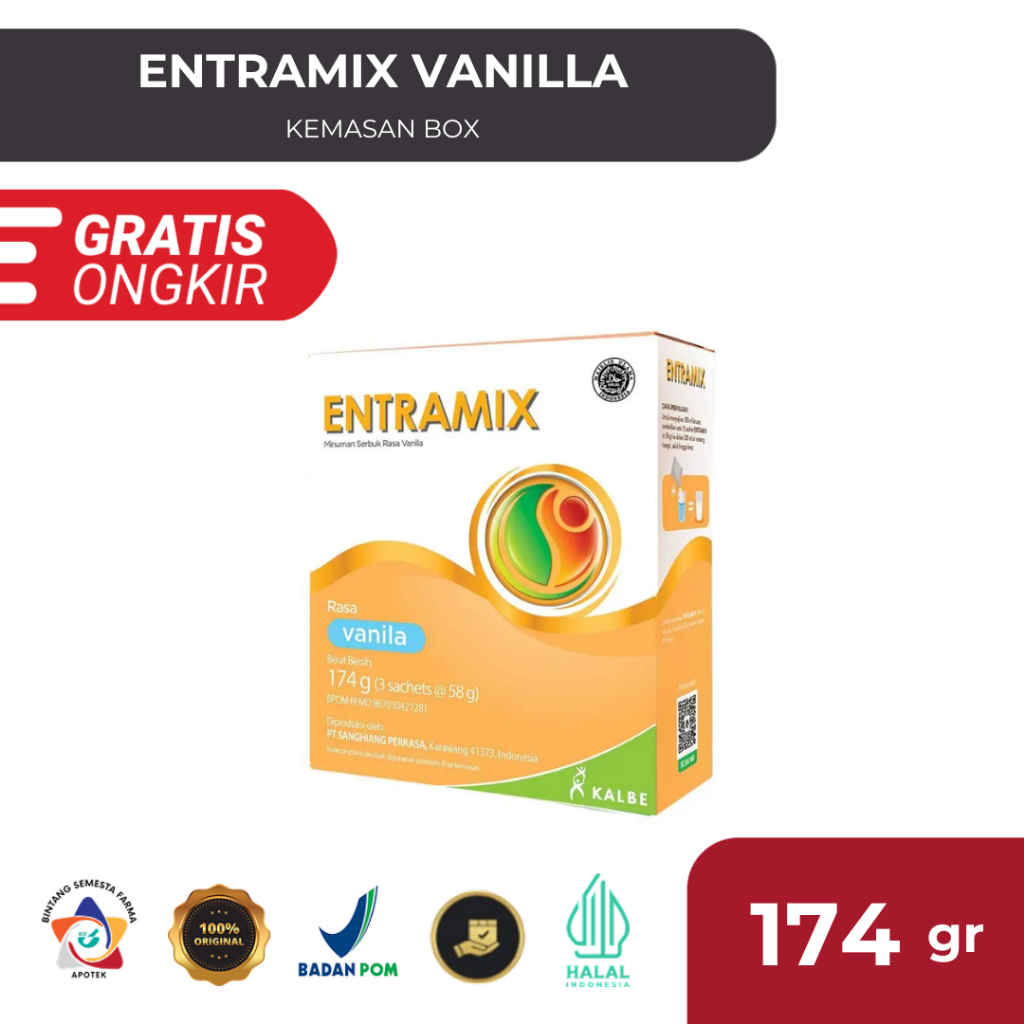 Entramix Vanila 185 g | Susu Nutrisi Lengkap untuk Dewasa & Lansia – Tinggi Protein & Serat
