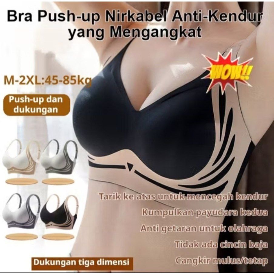 Bra Push-up Anti-kendur Pakaian Dalam Wanita Penyangga Lembut Payudara Kecil Cup Olahraga BH Pull-Up