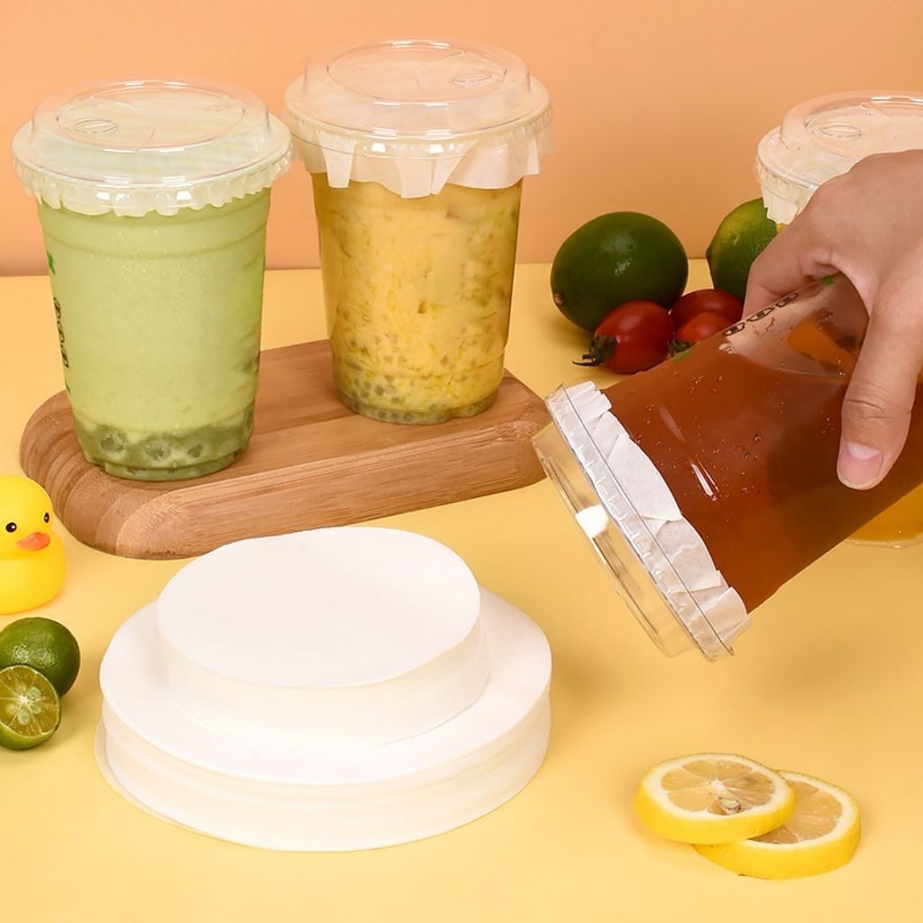Kertas Anti Bocor Bulat Gelas Cup minuman / Kertas Tutup Gelas  takeaway
