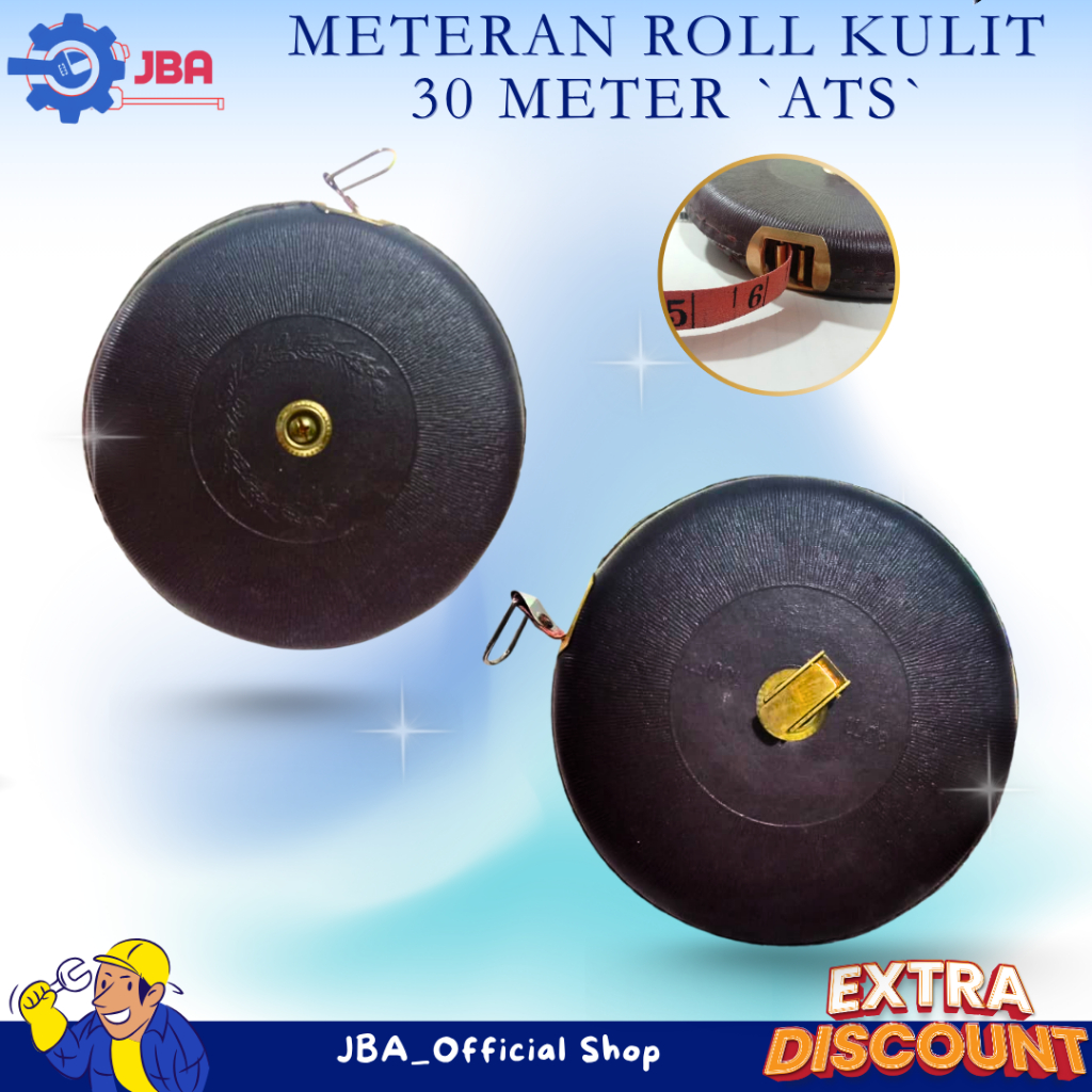 Meteran Roll Kulit 30 Meter ATS / Meteran roll bulat bahan kulit