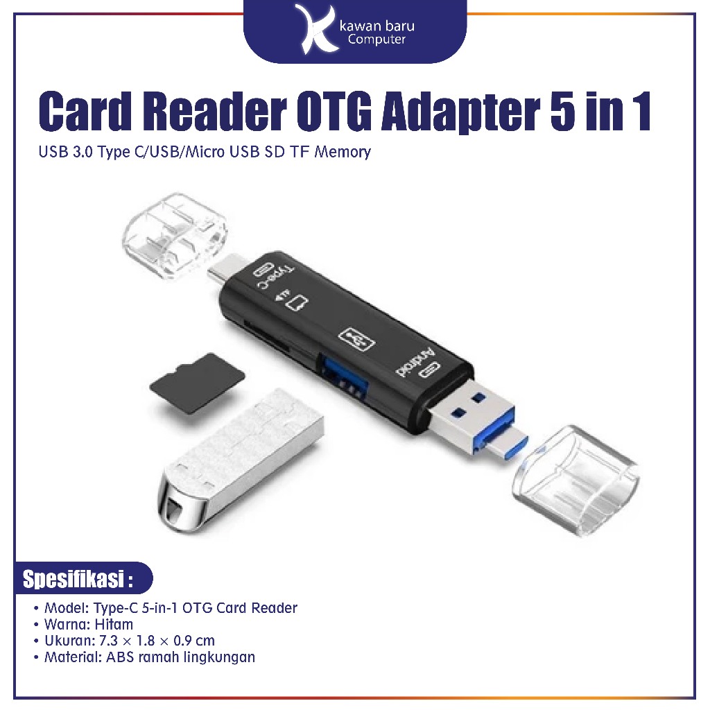 Card Reader OTG Adapter 5 in 1 USB 3.0 Type C/USB/Micro USB SD TF Memory Bandung