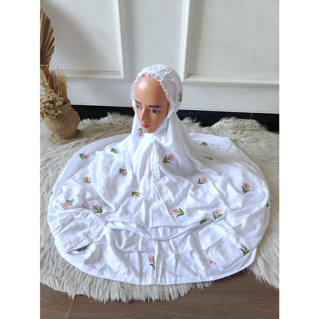 Mukena Rayon Tabur Bordir  Tulip