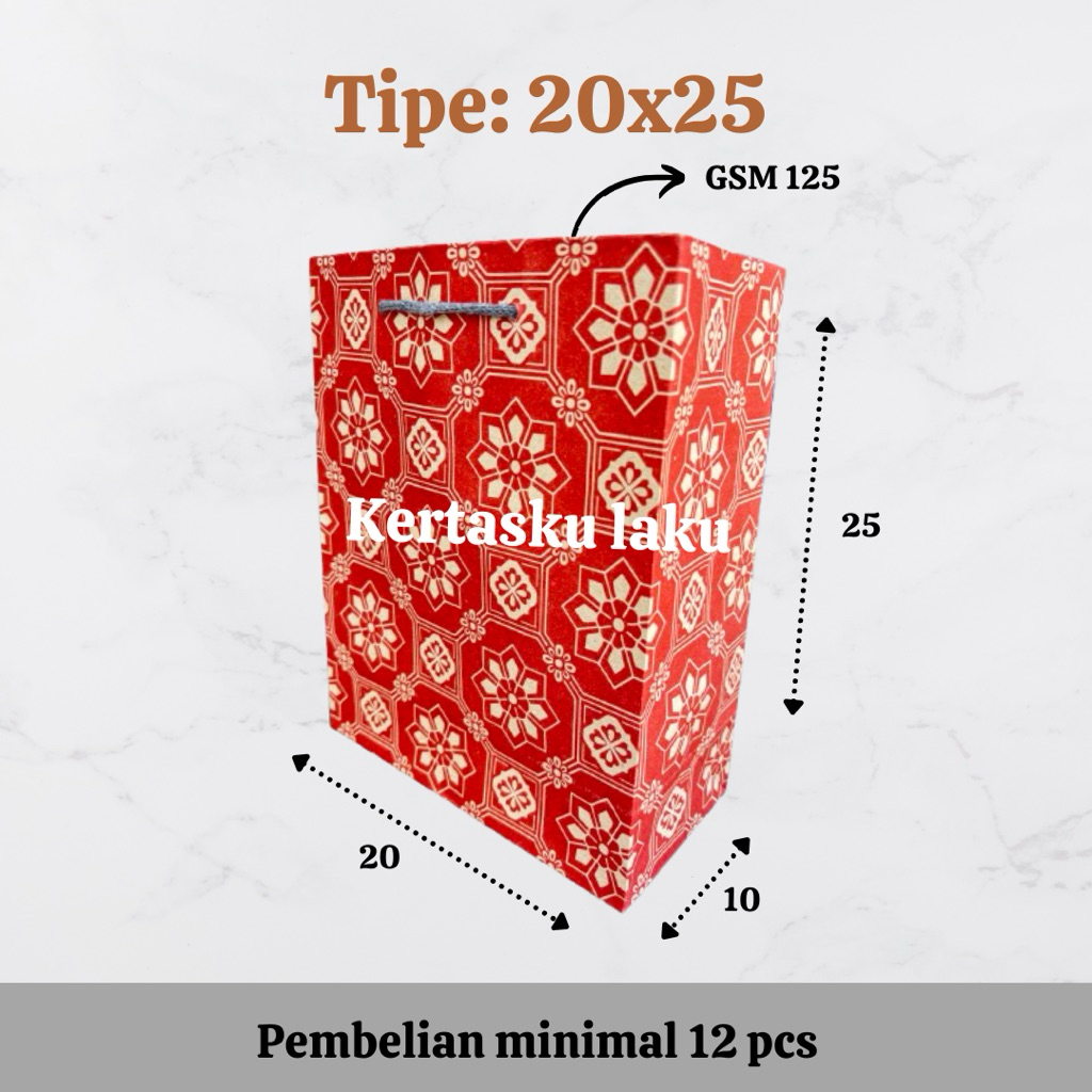 Paper bag 20x25 Batik, tas kertas souvenir, tas kertas murah, P20 L10 T25