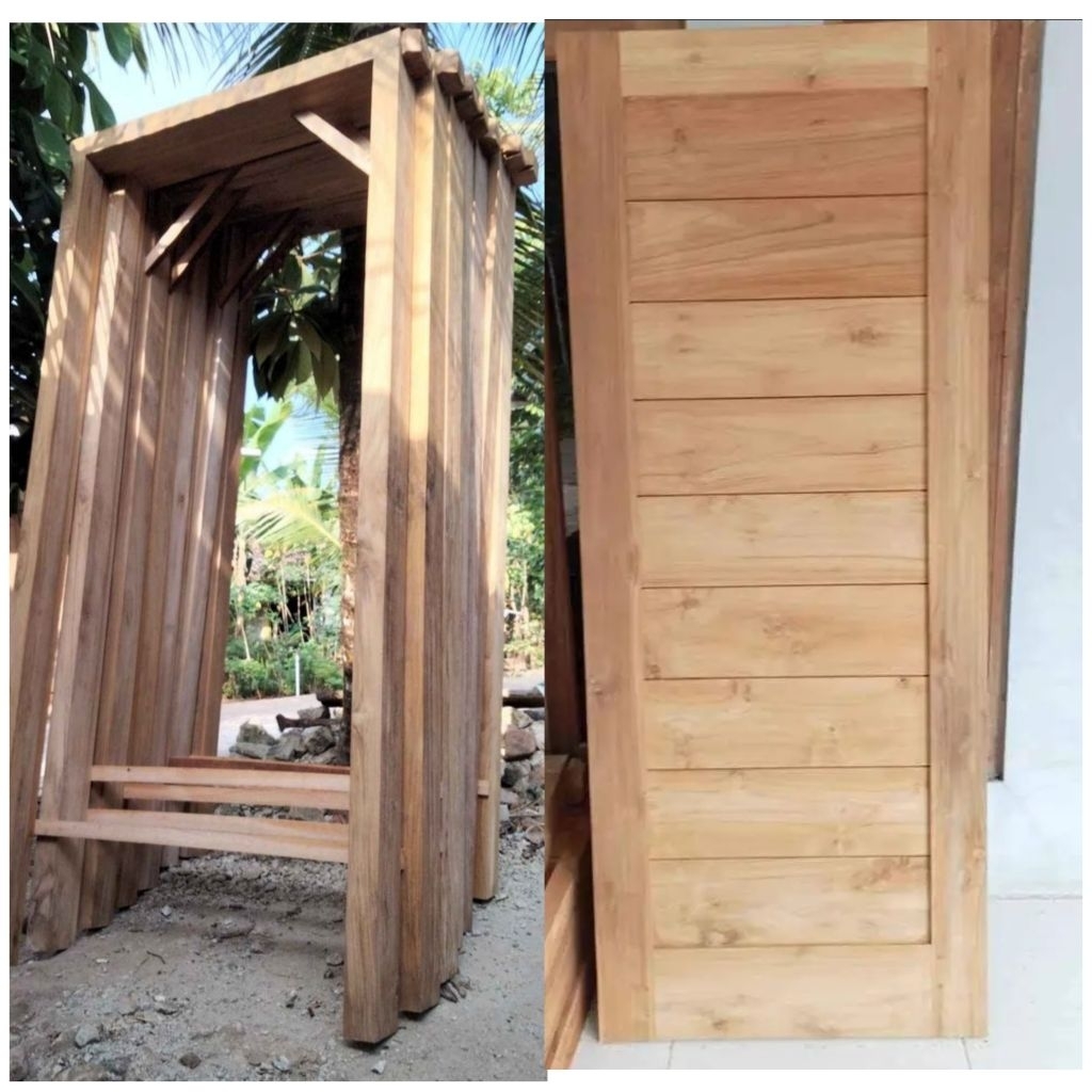 Kusen plus pintu kayu jati ukuran 200 x 90