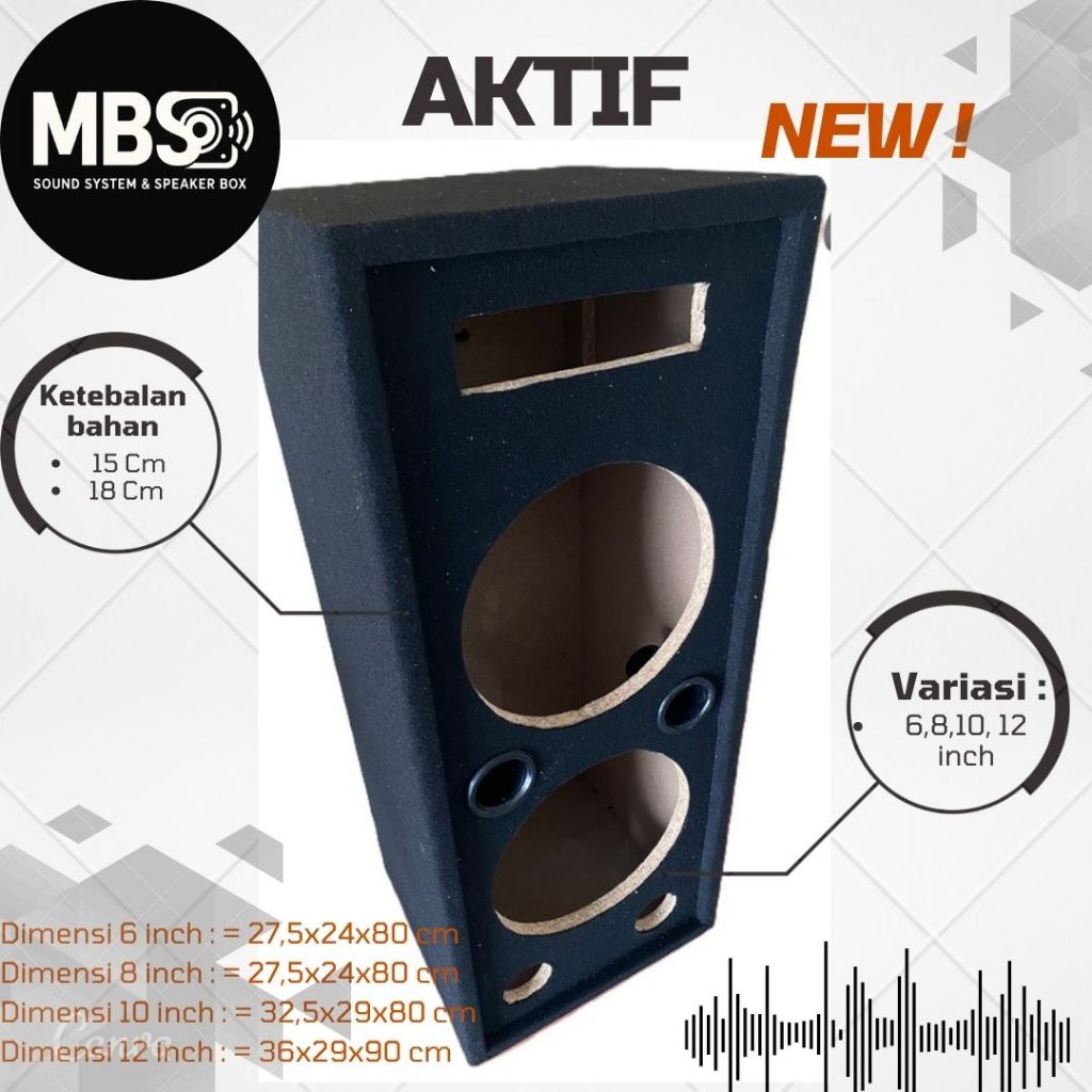MBSound Box Speaker Aktif 6",8",10",12", Inch Dobel Woofer SubWoofer Bass Horeg Empuk bahan partikel