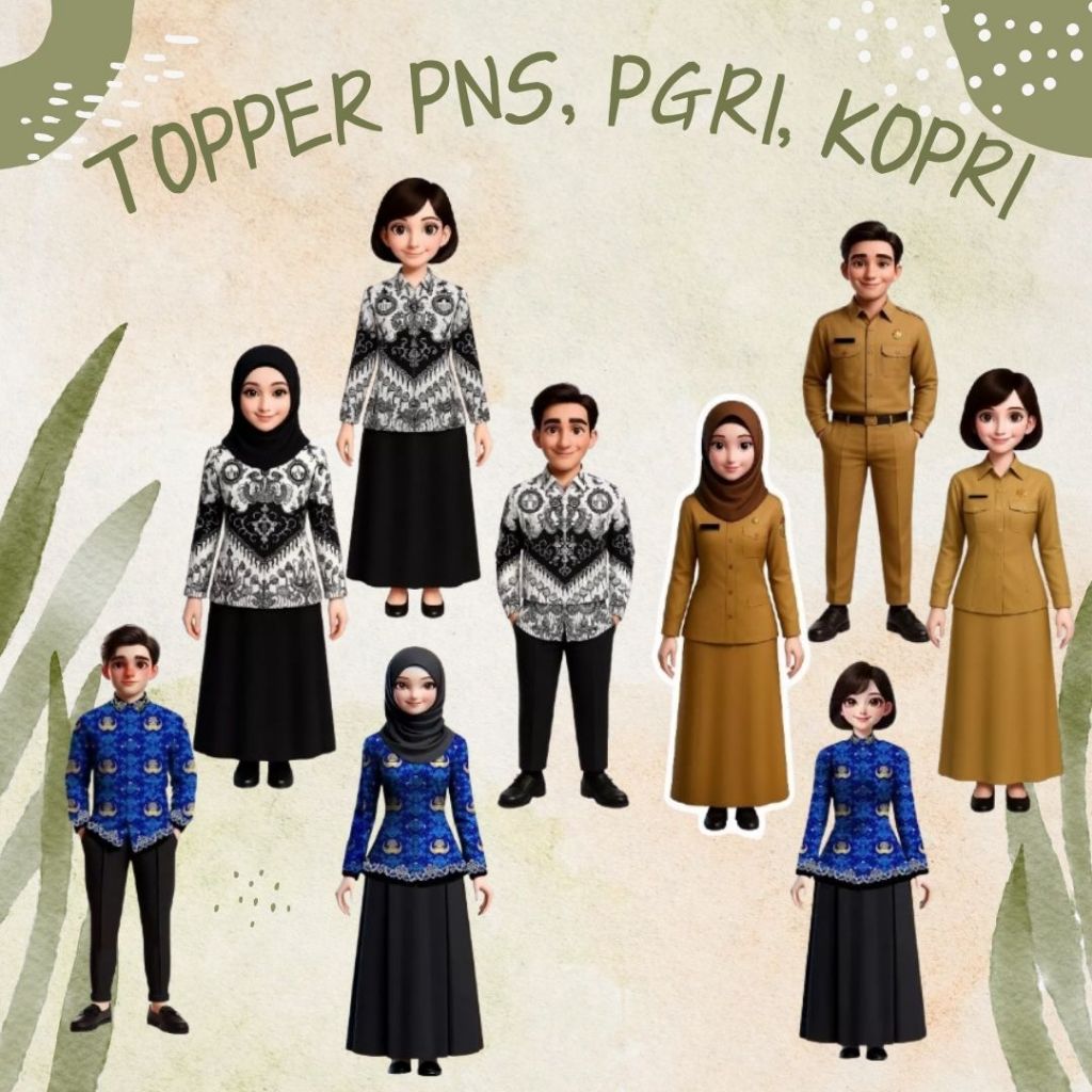 13cm Topper GURU PNS, PGRI, KOPRI / Topper Untuk Buket Hari Guru / Topper Guru PNS / Topper Guru PGR