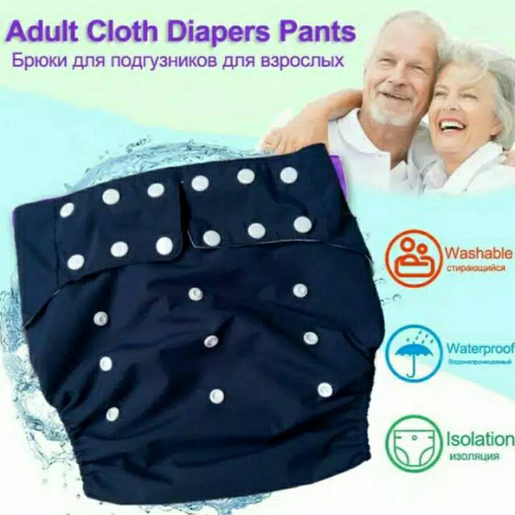 1 paket popok kain 1 insert microfiber popok kain cuci kering pakai untuk lansia dewasa BB 45 SD 90 