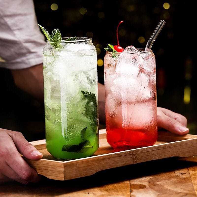 Gelas Minum kaca Tinggi / Gelas Aestethic Bentuk Minuman Kaleng