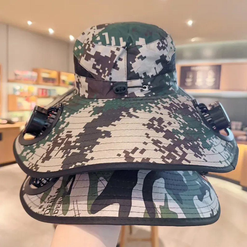 Topi Visor Matahari Kipas Anti Panas UV / Topi Pendingin Kipas Ganda