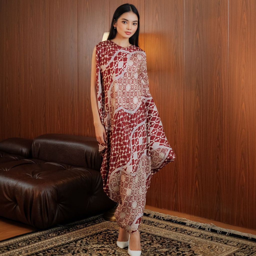 Tara Long Dress Batik Viscose | Dress Batik Kondangan Pesta | titik moela