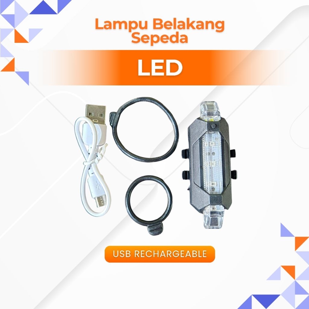 Lampu Belakang Sepeda LED Warna Warni Rechargeable USB – Lampu Safety Belakang Sepeda MTB / Lipat / 