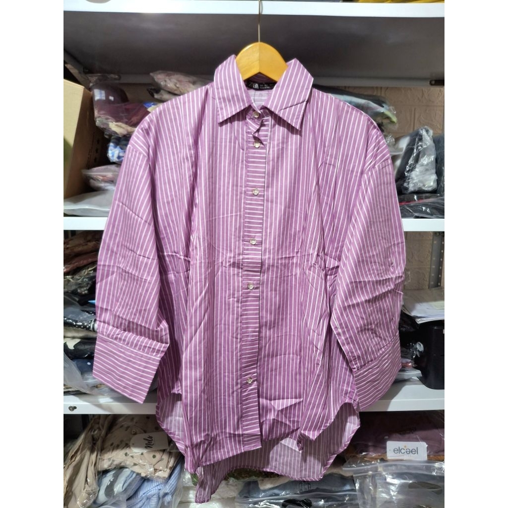 ATASAN KEMEJA WANITA MOTIF SALUR/KEMEJA STRIPE ZARA KATUN PREMIUM