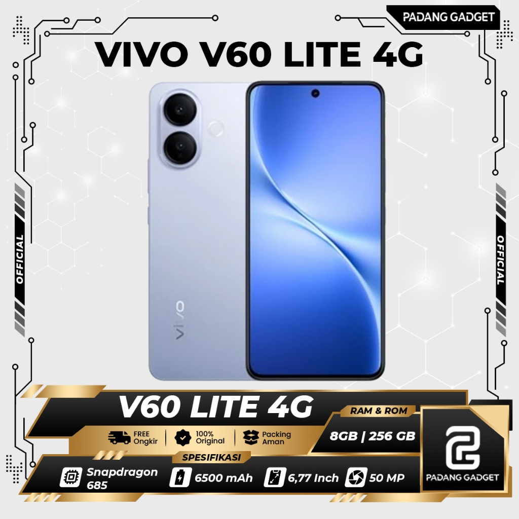 Vivo V60 lite 4G 8/256 NFC | HP Amoled 120 Hz | 50 Mp Kamera | Batrai 6500 mAh | Garansi Resmi