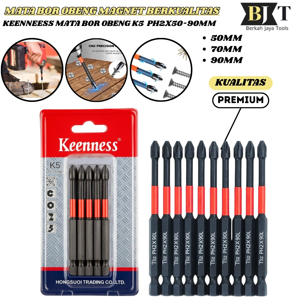 KEENNESS 1pcs Mata bor Obeng Magnetik Set kepala mata obeng set Baja 1/4 Inci Bit Set