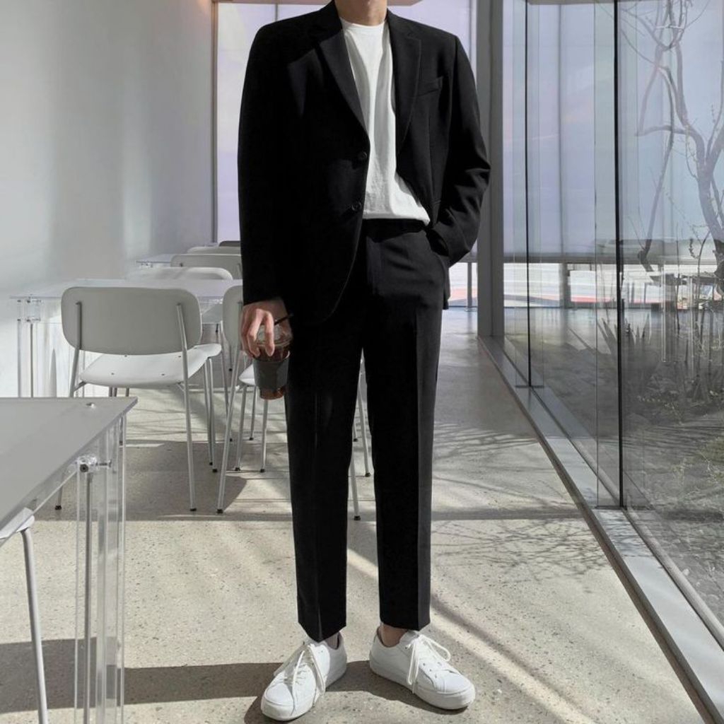 Setelan set jas blazer Musinsa Standard warna hitam size M