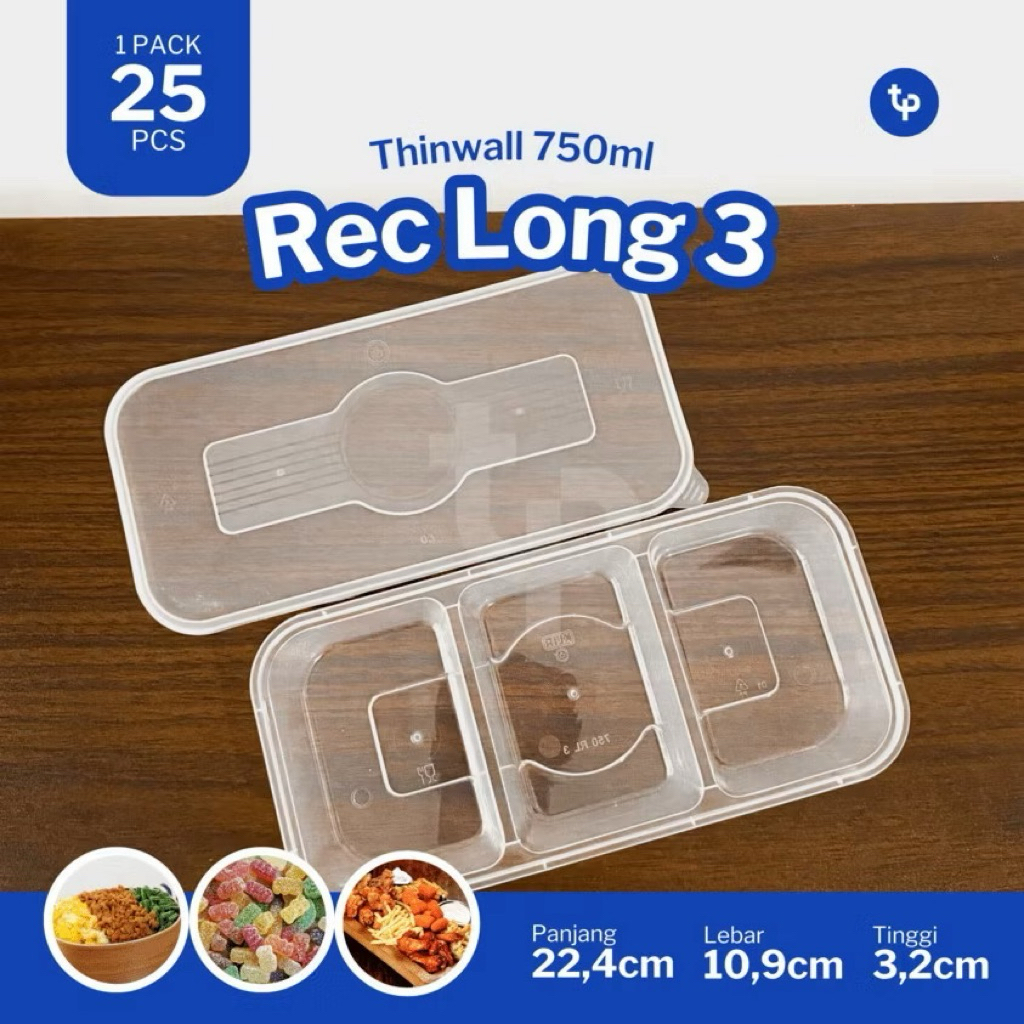 Thinwall 3 Sekat+Tutup 750ml Merk KLIR