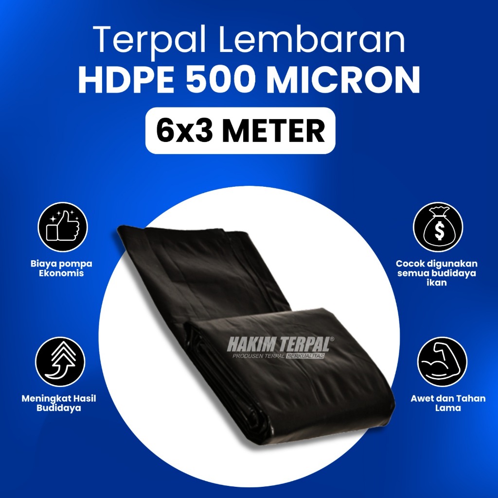 Terpal Lembaran HDPE GEOMEMBRAN 500 Mikron 6m x 3m