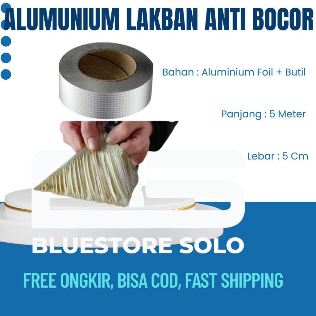 Lakban Alumunium Lakban Anti Bocor Alumunium Foil Lem Perekat Waterproof Lakban Waterproof Foil Buty